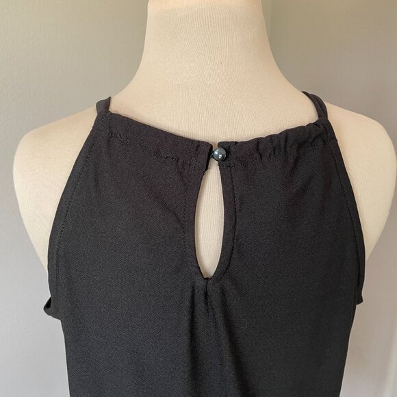 A.U.W.  Women's Black Sleeveless Top with Gold Accent Keyhole Neckline, Size M - Picture 5 of 7